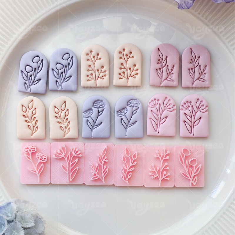 Rectangular Floral Textured Series Polymer Clay Cutters