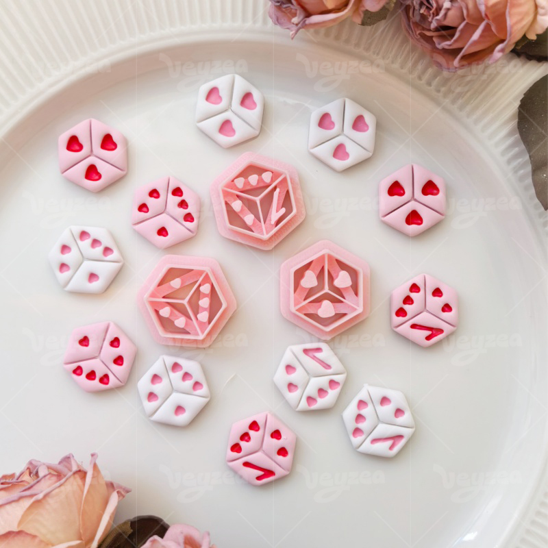 Valentine’s Day Dice Polymer Clay Cutters