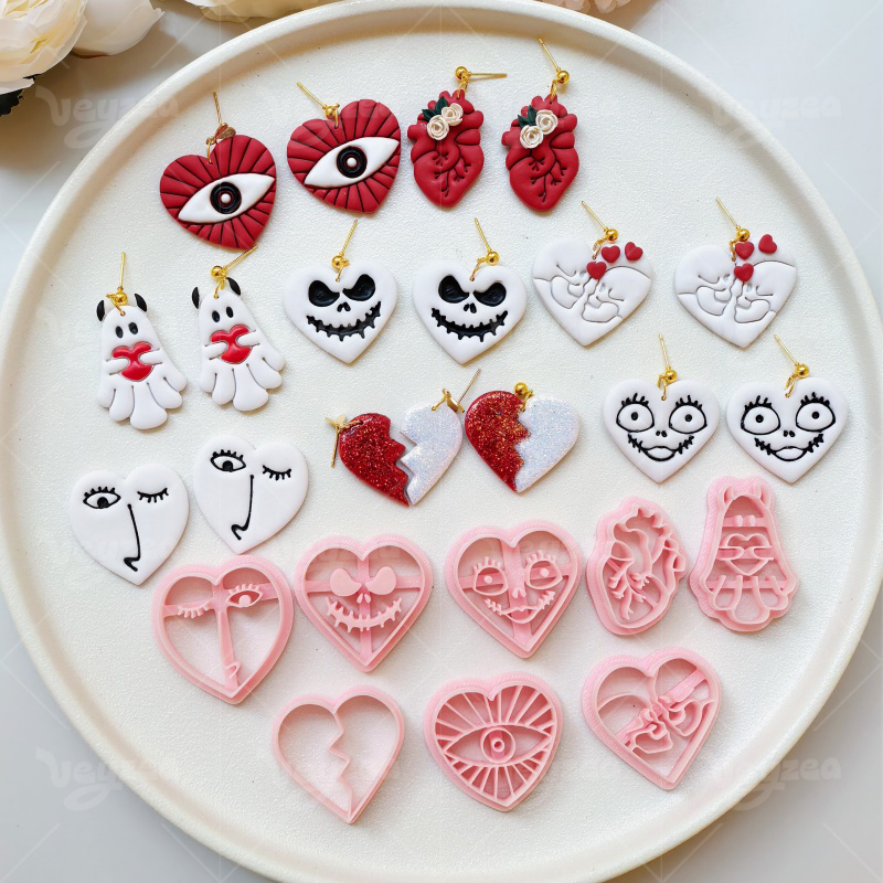 Valentine’s Day Gothic Heart Shape Series Polymer Clay Cutters