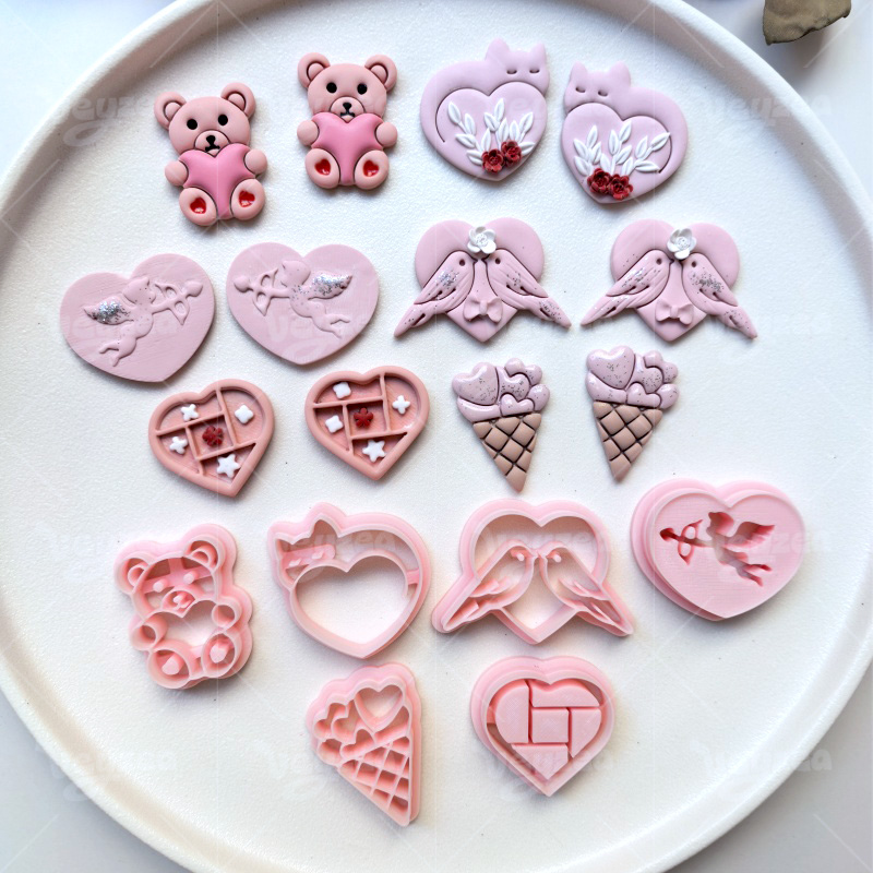 Valentine’s Day Heart Shaped Animal Series Polymer Clay Cutters