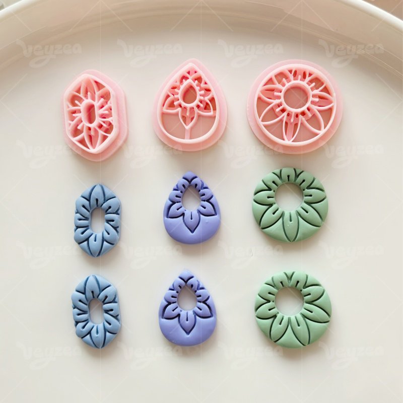Geometric Floral Pattern Polymer Clay Cutters
