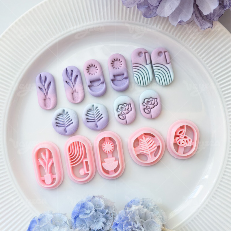 Botanical Pattern Geometric Polymer Clay Cutters
