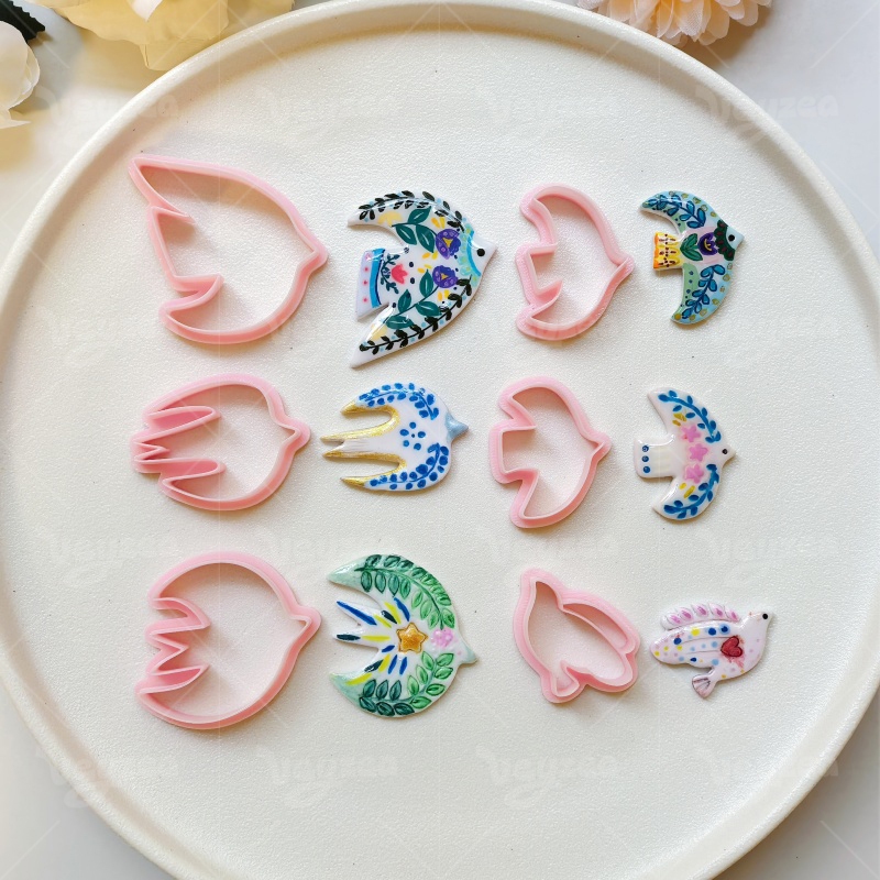 Hand Painted Bird Series Polymer Clay Cutters