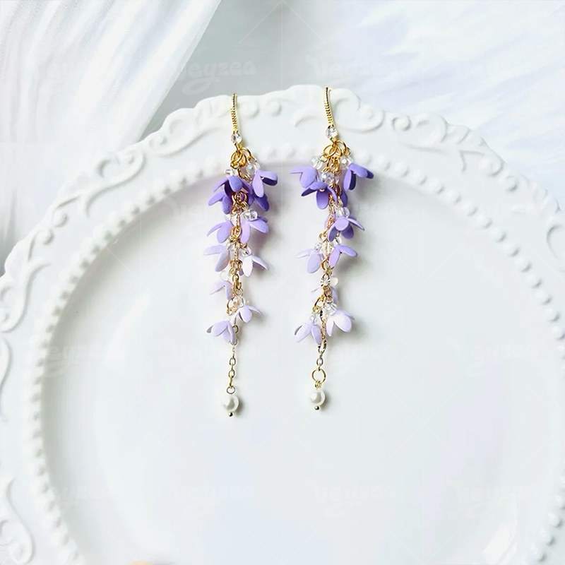 Gradient Purple Polymer Clay Earrings - Image 4