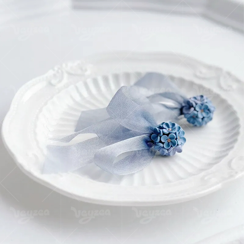 3D Hydrangea Polymer Clay Earrings - Image 3