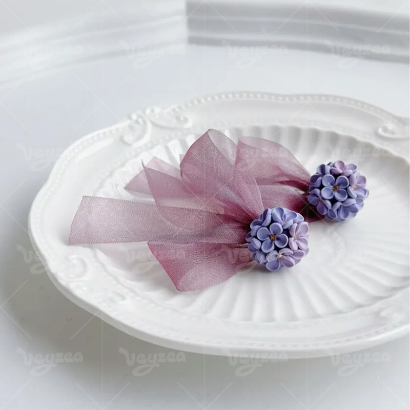 3D Hydrangea Polymer Clay Earrings - Image 4