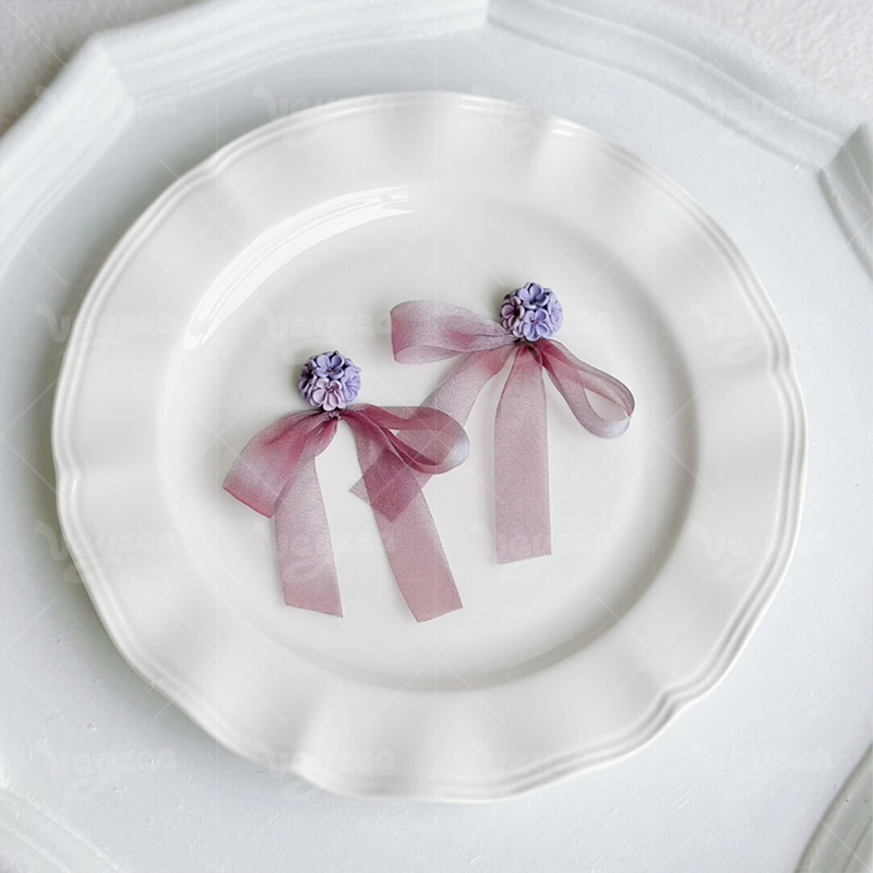 3D Hydrangea Polymer Clay Earrings - Image 7