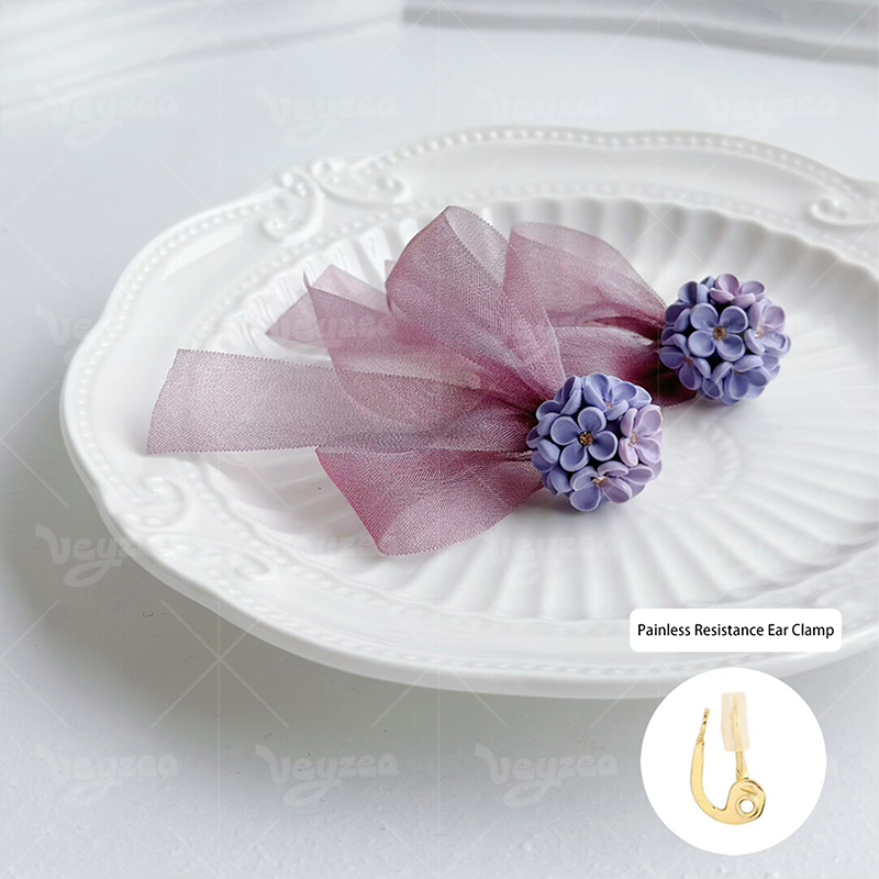 3D Hydrangea Polymer Clay Earrings - Image 8