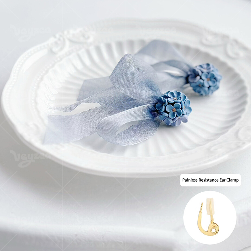 3D Hydrangea Polymer Clay Earrings - Image 10