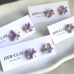 Pinkish-Purple Flower Polymer Clay Earrings