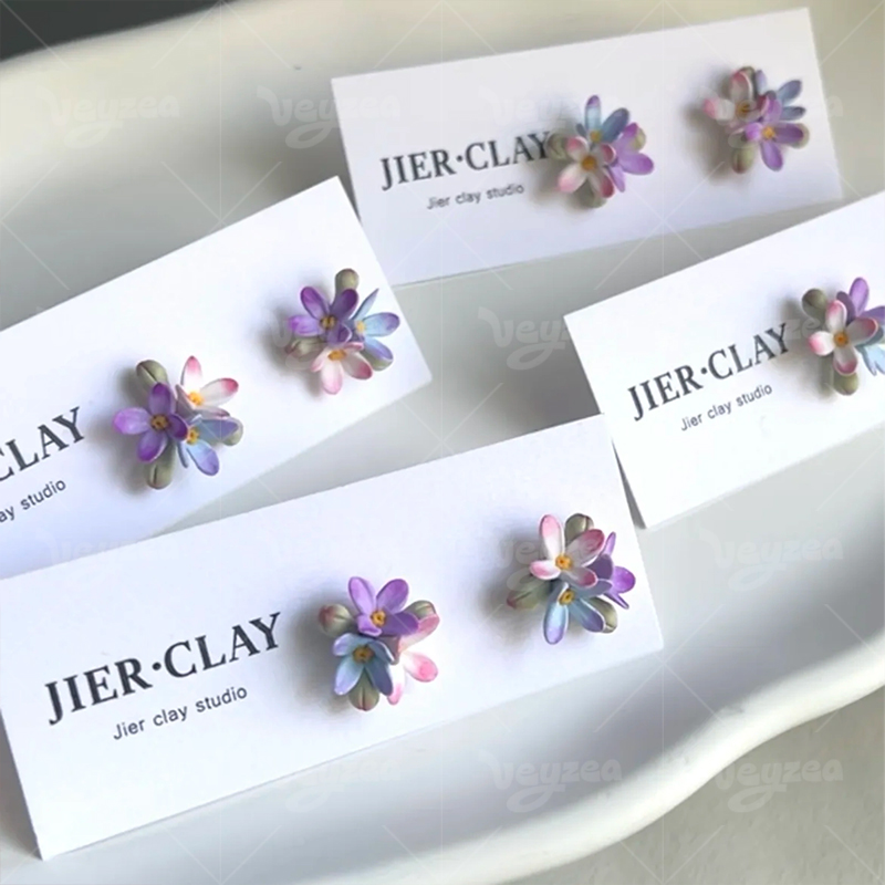 Pinkish-Purple Flower Polymer Clay Earrings