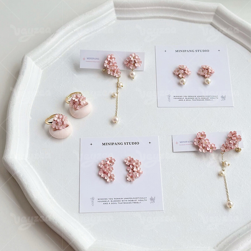 Spring Cherry Blossoms Polymer Clay Earrings