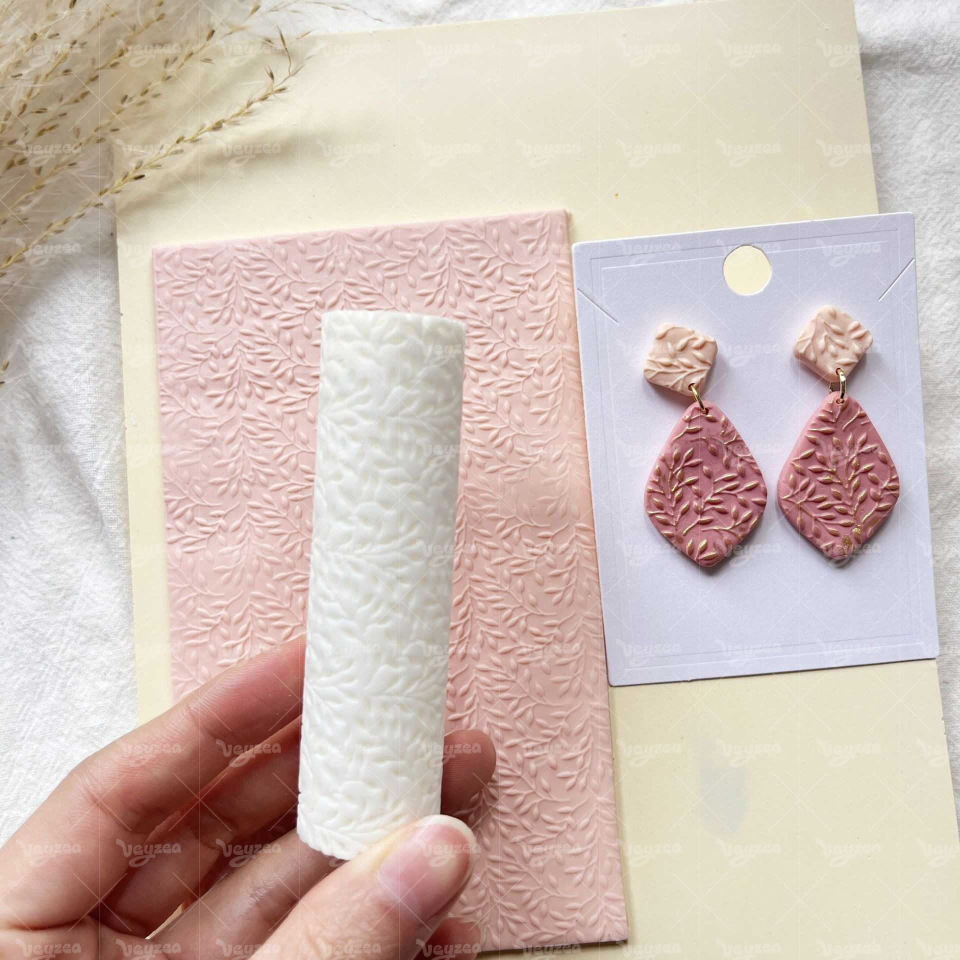 Flower Green Plant Polymer Clay Texture Roller - 图片 3