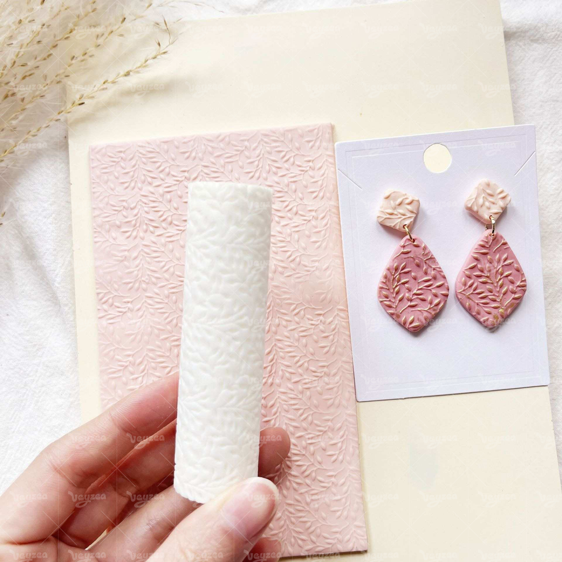 Flower Green Plant Polymer Clay Texture Roller - 图片 5