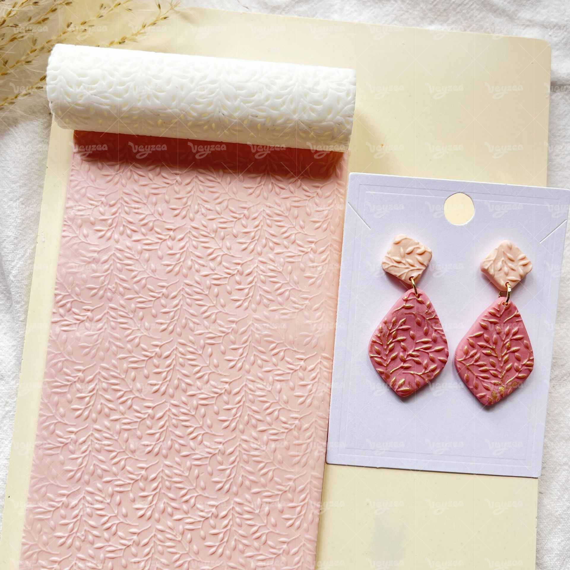 Flower Green Plant Polymer Clay Texture Roller