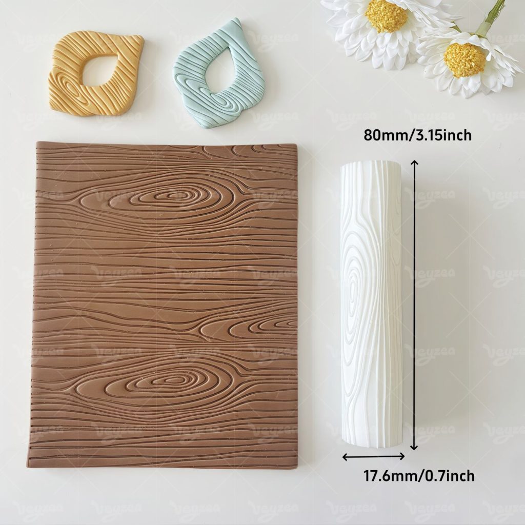 Natural Wood Grain Polymer Clay Texture Roller Hover