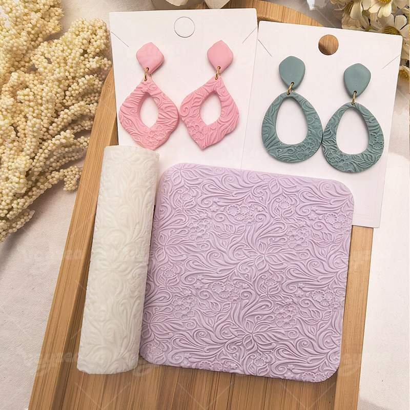 European Floral Polymer Clay Texture Roller