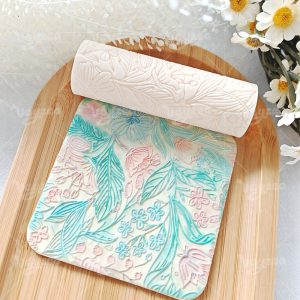 Flowers & Leaves Polymer Clay Texture Roller
