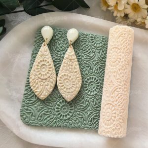 Baroque Retro Sunflower Polymer Clay Texture Roller