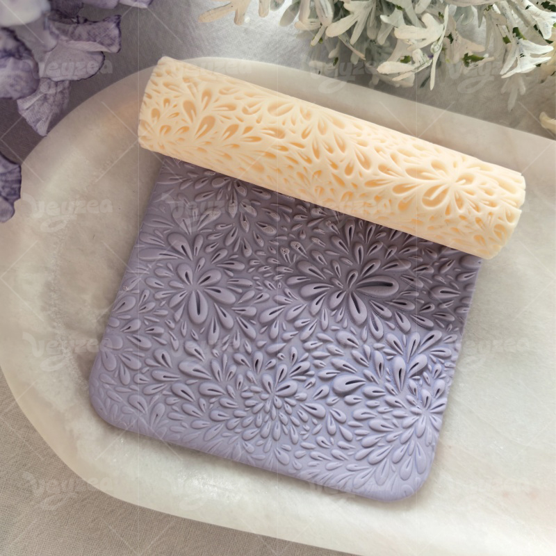 Geometric Flowers Polymer Clay Texture Roller