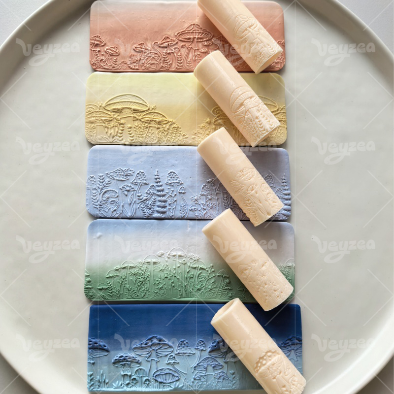 Mushrooms and Plants Printed Rolling Pin