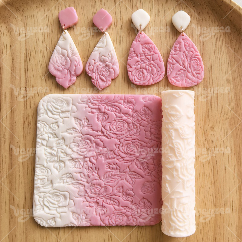 Rose Relief Pattern Polymer Clay Texture Roller