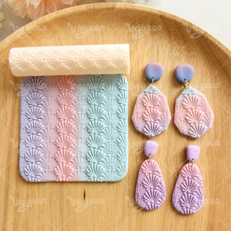 Japanese Style Fan-Shaped Polymer Clay Texture Roller